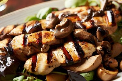 Grilled Chicken and Roasted Mushroom Salad with Balsamic Vinaigrette