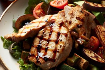 Grilled Chicken and Roasted Okra Salad with Balsamic Vinaigrette