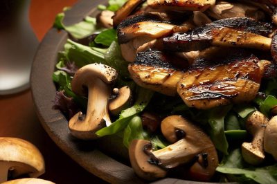 Grilled Chicken and Roasted Portobello Mushroom Salad with Balsamic Vinaigrette