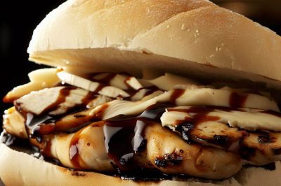 Grilled Chicken with Balsamic Glaze and Provolone on a Ciabatta Roll