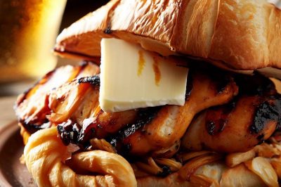 Grilled Chicken with Caramelized Onion and Brie on a Croissant