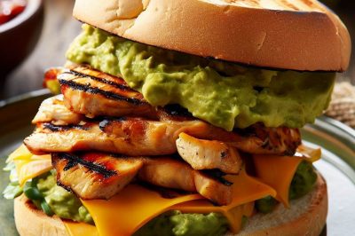 Grilled Chicken with Guacamole and Cheddar Sandwich