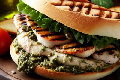 Grilled Chicken with Pesto and Provolone Sandwich