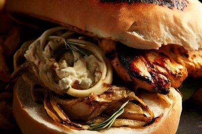 Grilled Chicken with Roasted Fennel and Goat Cheese Ciabatta Roll