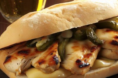Grilled Chicken with Roasted Green Chilies and Pepper Jack Cheese Ciabatta Roll