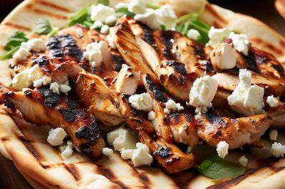 Grilled Chicken with Tzatziki and Feta on Pita Bread