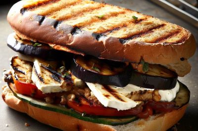 Grilled Eggplant and Goat Cheese Sandwich