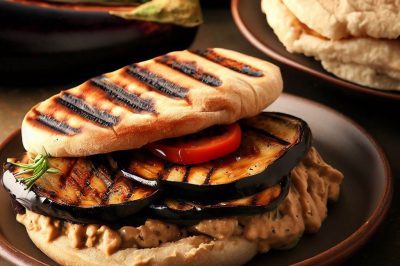 Grilled Eggplant and Hummus Sandwich