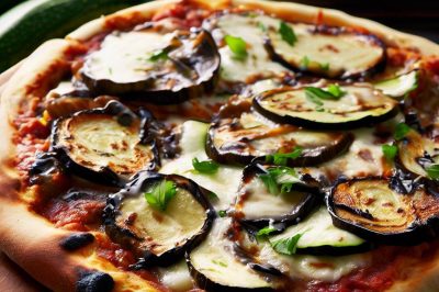 Grilled Eggplant and Zucchini Margherita Pizza