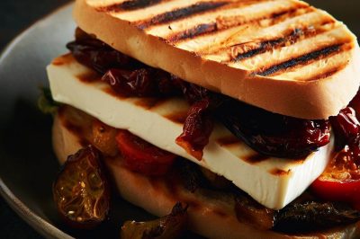 Grilled Halloumi and Sun-Dried Tomato Sandwich
