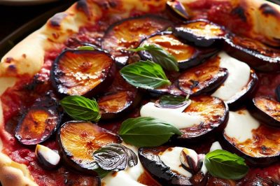 Grilled Plum Margherita Pizza with Ricotta