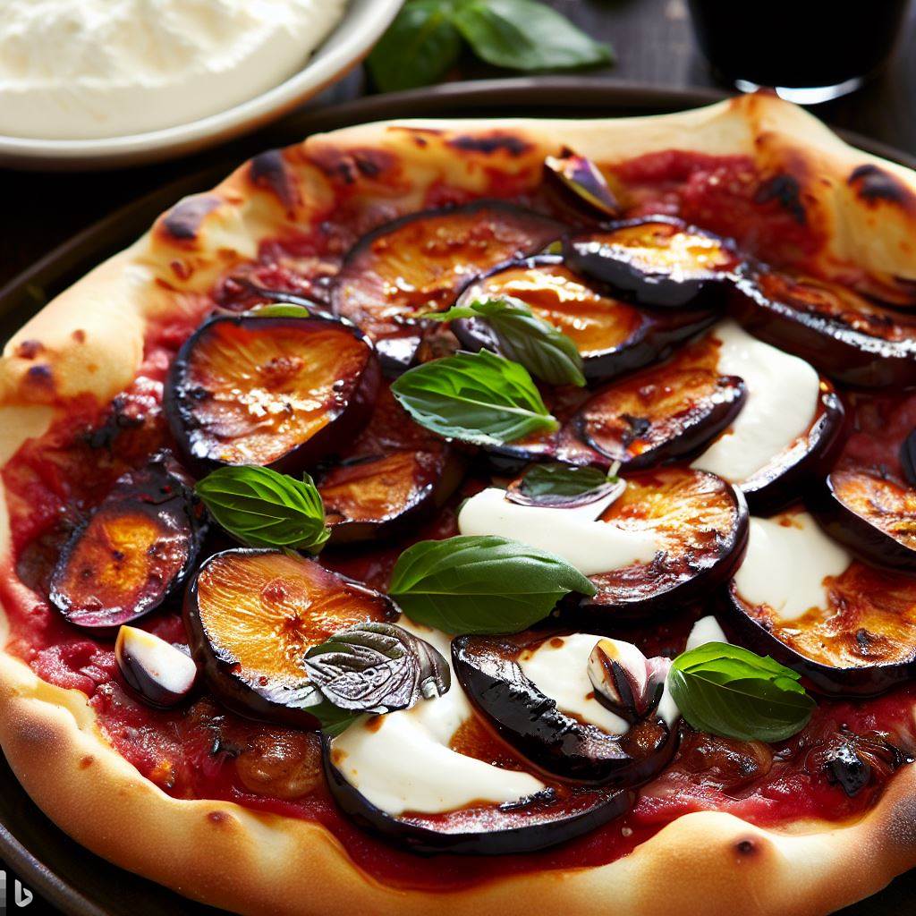 Grilled Plum Margherita Pizza with Ricotta