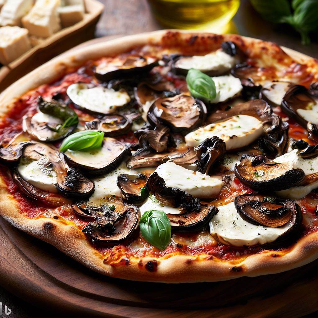 Grilled Portobello Margherita Pizza with Goat Cheese