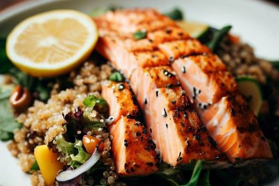 Grilled Salmon and Quinoa Salad with Lemon Vinaigrette