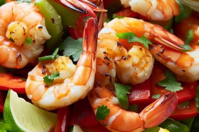 Grilled Shrimp and Bell Pepper Salad with Cilantro Lime Dressing
