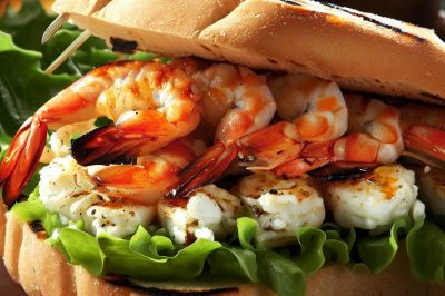 Grilled Shrimp and Feta Sandwich