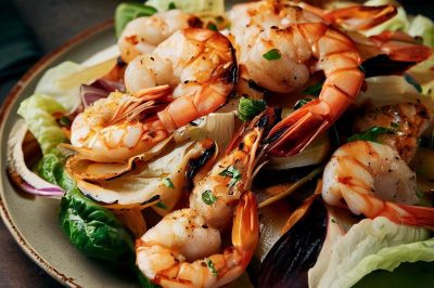 Grilled Shrimp and Roasted Fennel Salad with Lemon Basil Dressing