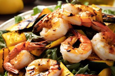 Grilled Shrimp and Roasted Squash Salad with Lemon Vinaigrette