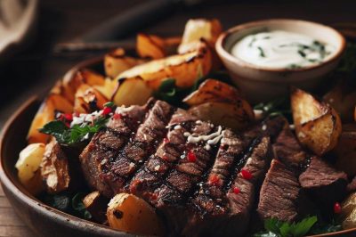 Grilled Steak and Roasted Potato Salad with Horseradish Dressing