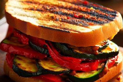 Grilled Zucchini and Roasted Red Pepper Sandwich