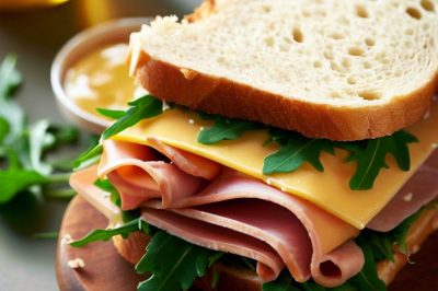 Ham and Swiss Sandwich with Honey Mustard and Arugula