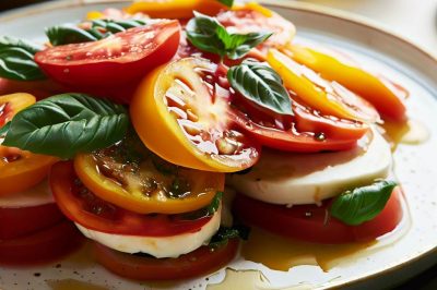 Heirloom Tomato Caprese Salad with Basil Dressing