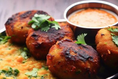 Indian Aloo Tikki with Chutney