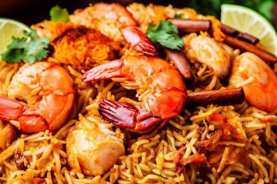 Indian Chicken Biryani with Shrimp