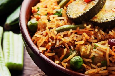 Indian Vegetable Biryani with Okra