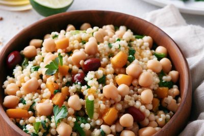 Israeli Couscous and Chickpea Salad with Lemon Dressing