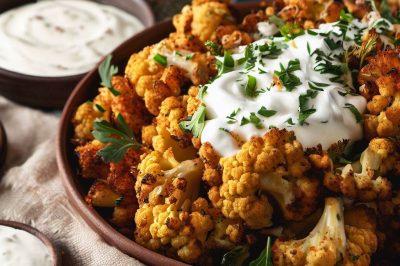 Israeli Fried Cauliflower with Herbs and Yogurt