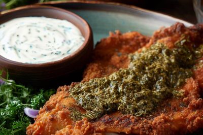 Israeli Fried Fish with Herbs and Yogurt