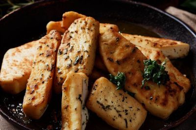 Israeli Fried Halloumi Cheese with Herbs