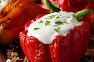 Israeli Roasted Bell Peppers with Yogurt and Garlic