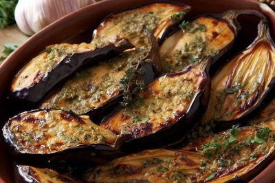 Israeli Roasted Eggplant with Herbs and Garlic