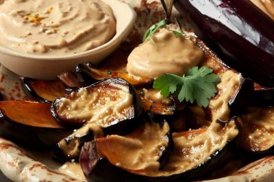 Israeli Roasted Eggplant with Tahini Sauce