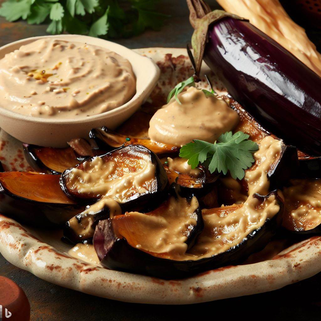 Israeli Roasted Eggplant with Tahini Sauce