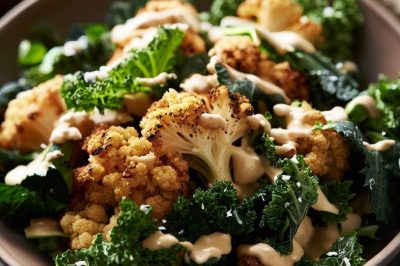 Kale and Roasted Cauliflower Salad with Tahini Dressing