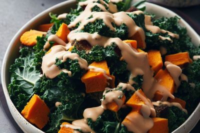Kale and Sweet Potato Salad with Tahini Dressing