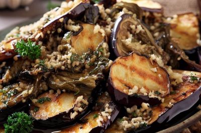 Lebanese Fried Eggplant with Herbs and Garlic