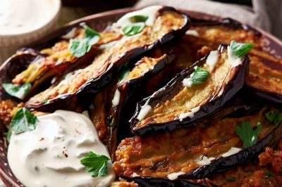Lebanese Fried Eggplant with Herbs and Yogurt