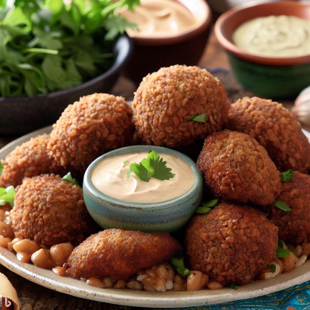 Lebanese Fried Kibbeh with Tahini Sauce
