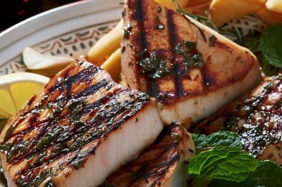 Lebanese Grilled Swordfish Steaks with Herbs
