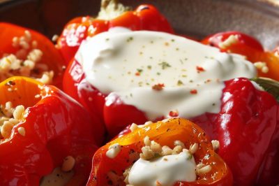 Lebanese Roasted Bell Peppers with Yogurt and Garlic