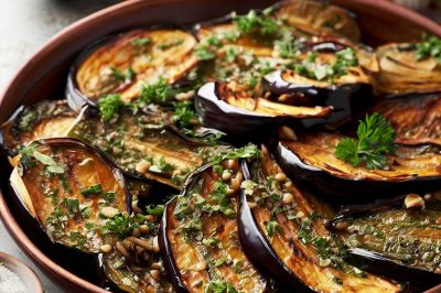 Lebanese Roasted Eggplant with Herbs and Garlic