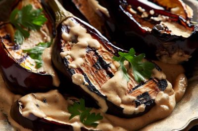 Lebanese Roasted Eggplant with Tahini Sauce