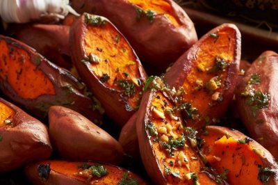 Lebanese Roasted Sweet Potatoes with Herbs and Garlic
