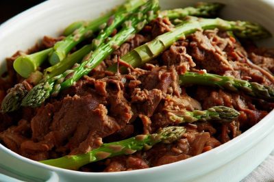 One-Serving Beef and Asparagus Casserole