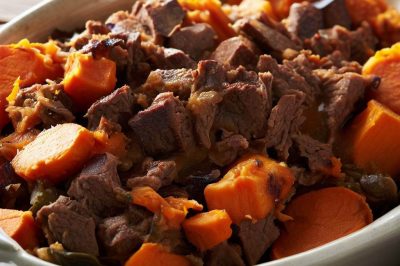 One-Serving Beef and Sweet Potato Casserole