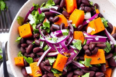 One-Serving Black Bean and Sweet Potato Salad with Cilantro Lime Dressing